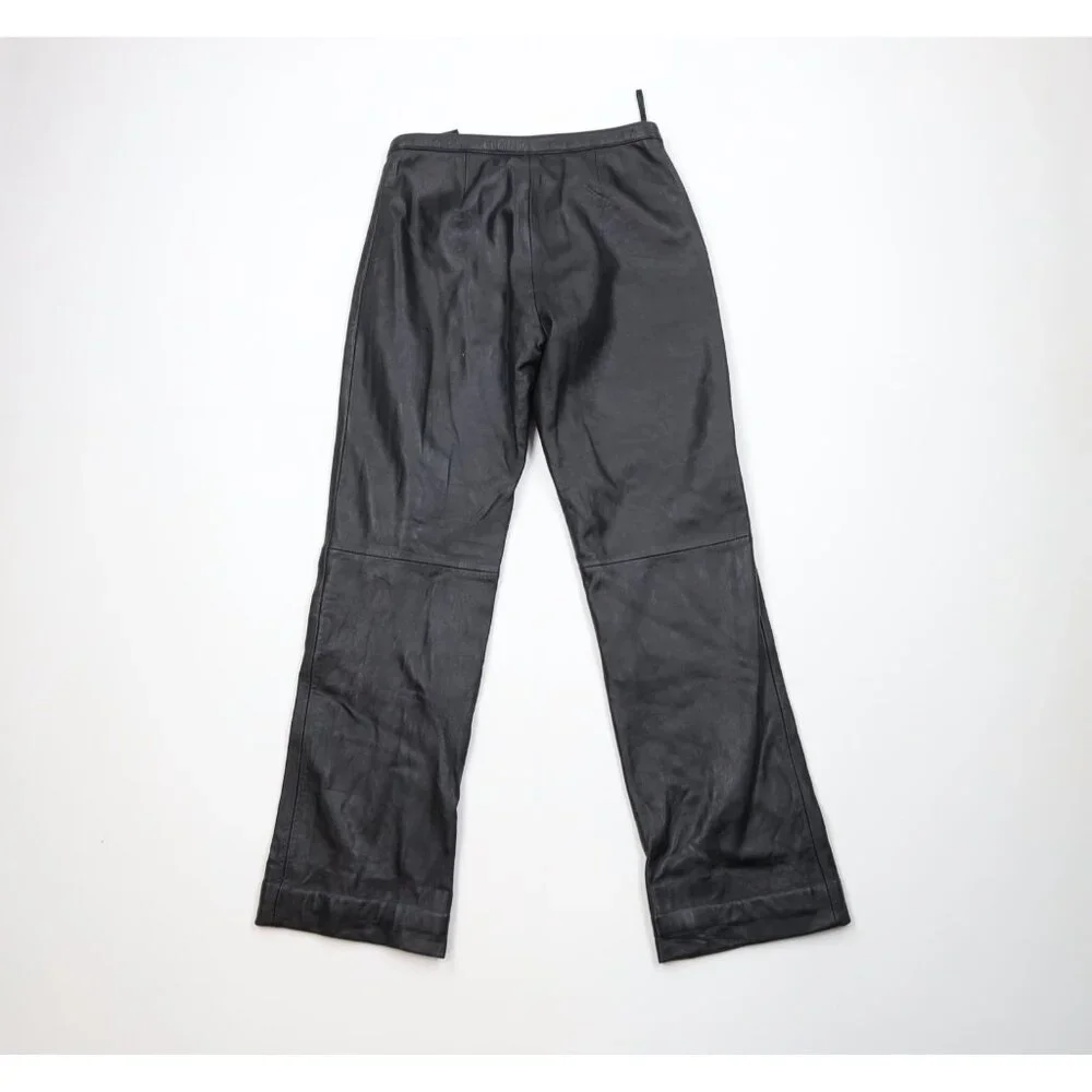 Vintage 90s Streetwear Womens 4 Distressed Soft Lambskin Leather Pants Black - Picture 11 of 15
